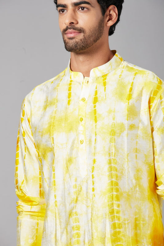 Haldi Special Yellow Printed Kurta