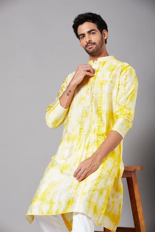Haldi Special Yellow Printed Kurta