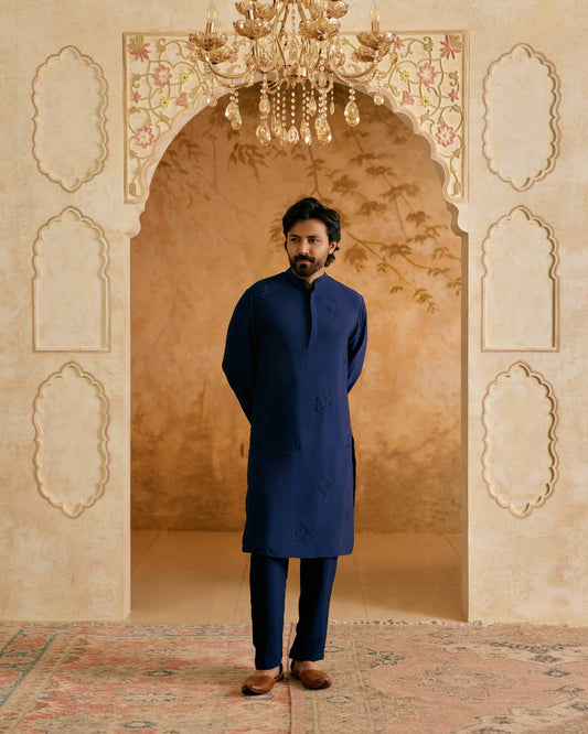 Royal Blue Embroidered Work Kurta