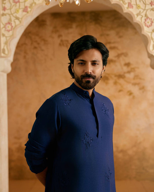 Royal Blue Embroidered Work Kurta