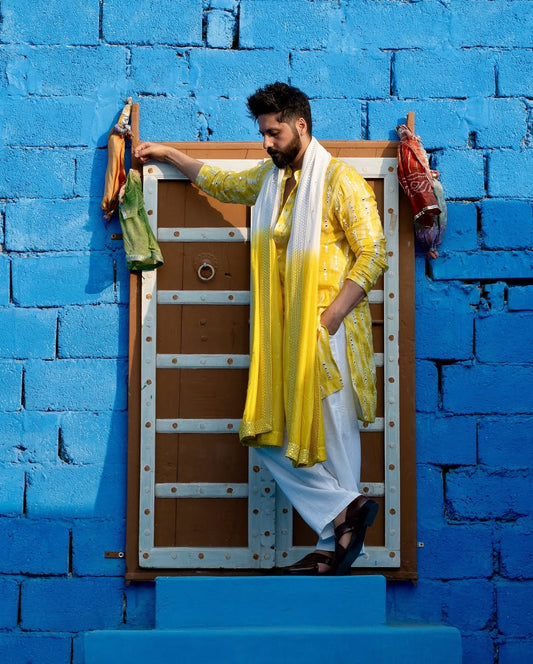 Wedding Special Mirror Work Kurta For Men