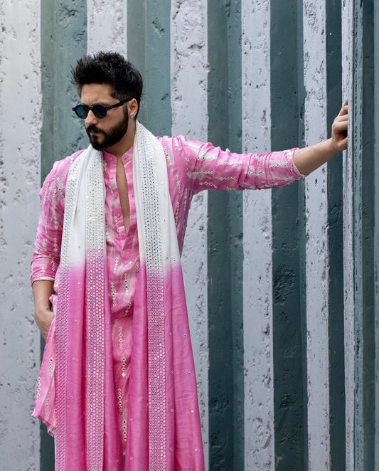 Wedding Special Mirror Work Kurta For Men