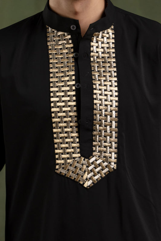 Neck Laced Black Kurta