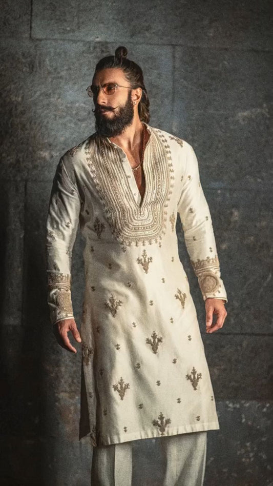 Ranveer Singh Men's Kurta In With Embroidered Work