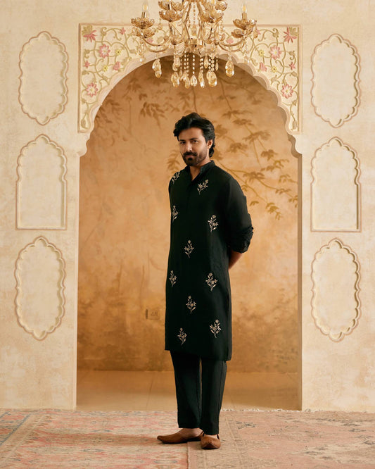 Royal Green Embroidered Work Kurta