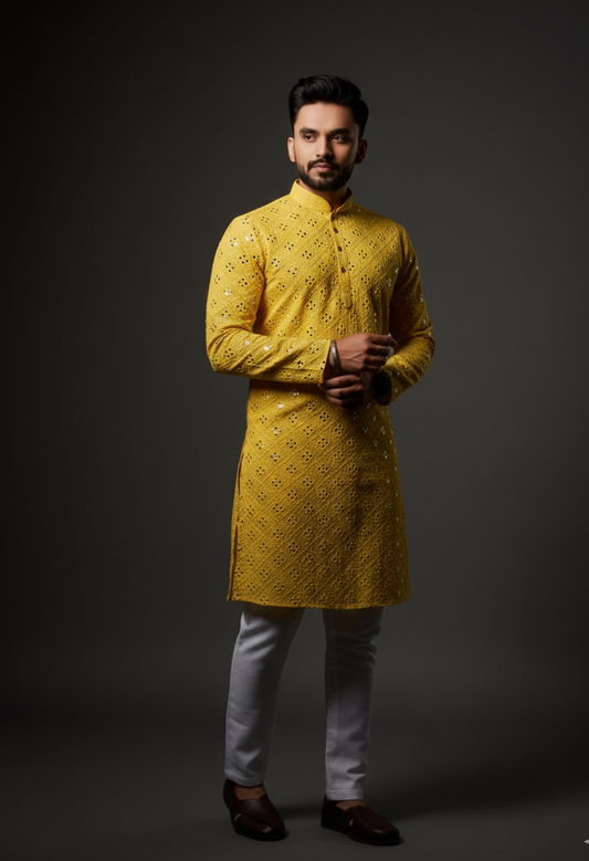 Mirror Work Men's Kurta